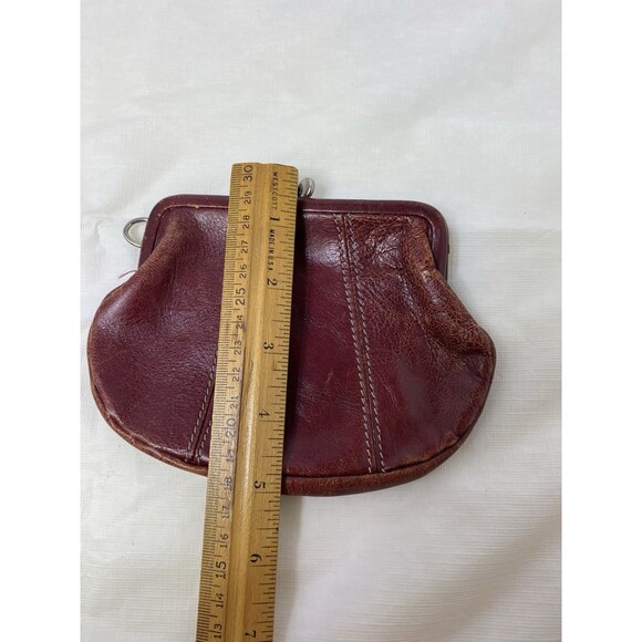 Fossil Leather Coin Purse Wallet Red Leather Vintage Kiss lock - Picture 11 of 12